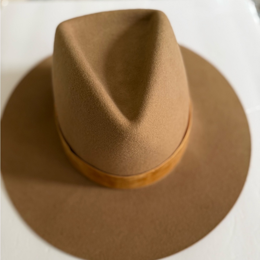 NWT Lack Of Color Benson Tri Hat Camel Wide Brim Wool Fedora